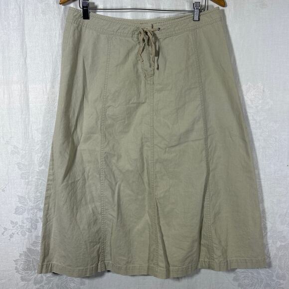 J Crew Skirt 10 Tan A Line Midi Linen Blend Y2K Vintage - Picture 1 of 11